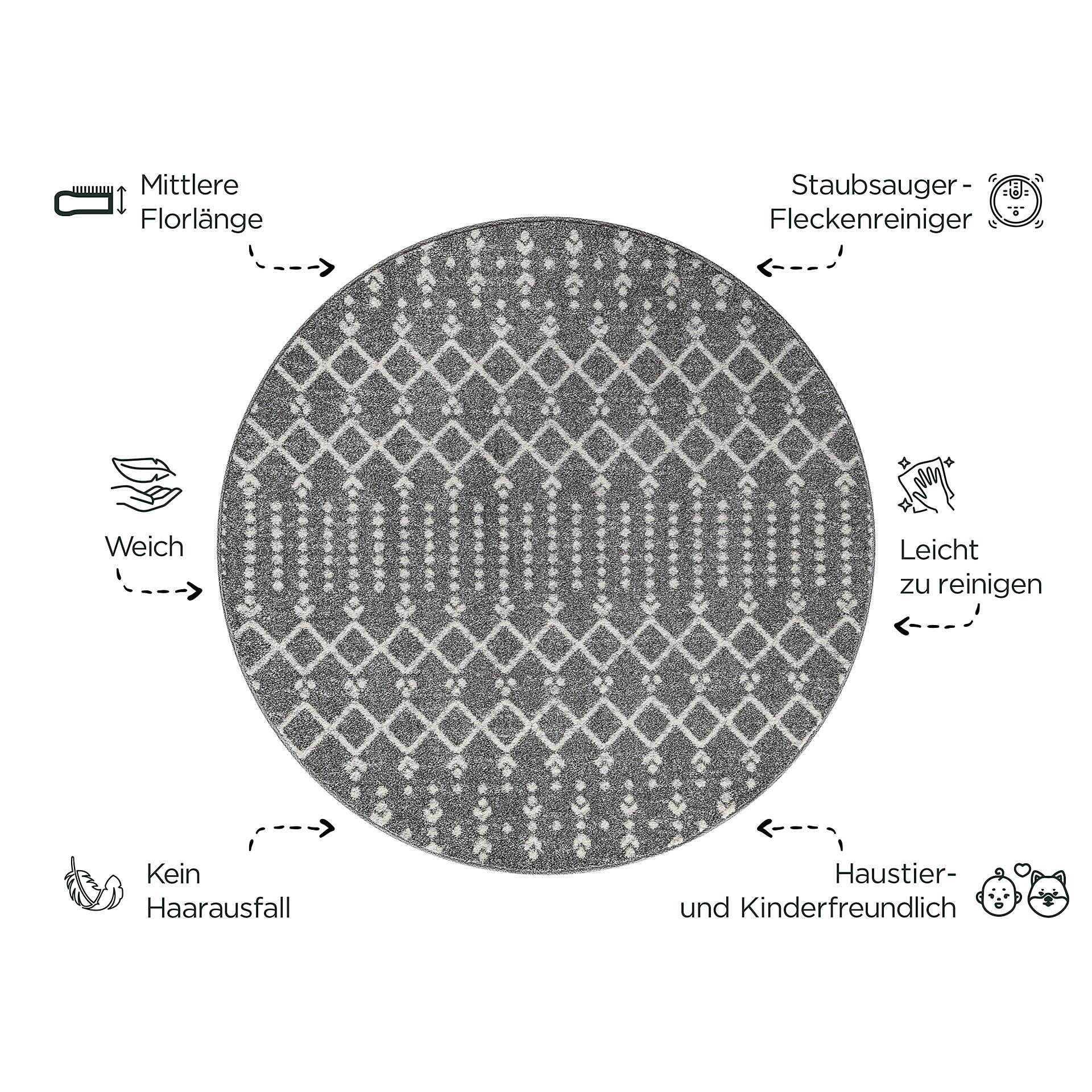 Sanat Teppich anthrazit B/L: ca. 200x200 cm