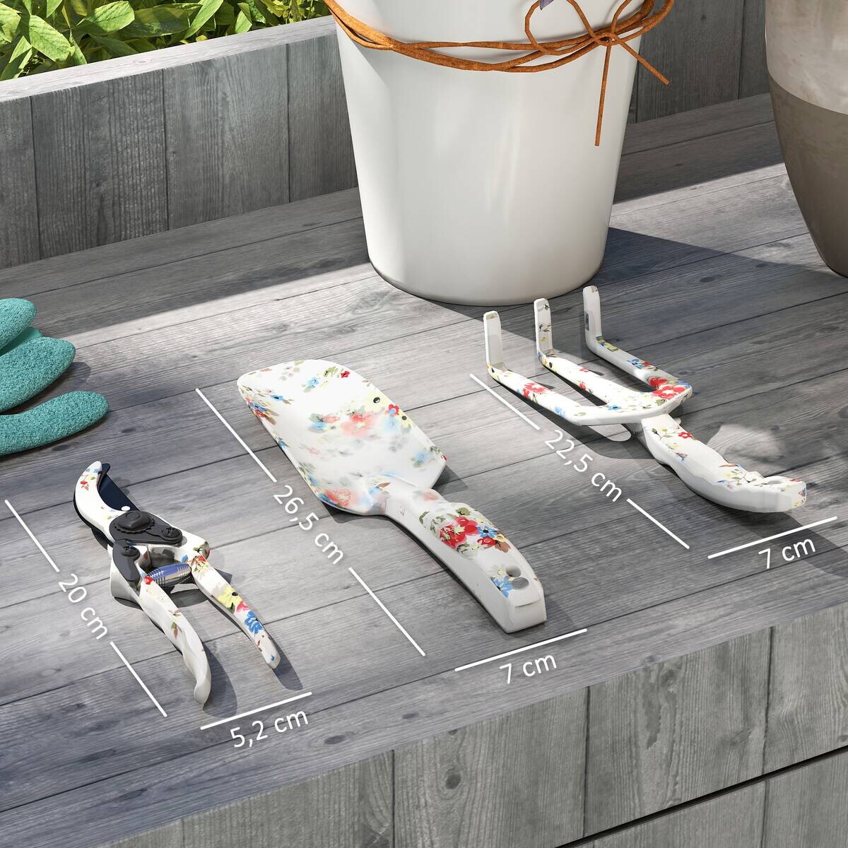 Outsunny Gartenwerkzeug-Set mehrfarbig Metall B/H/L: ca. 7x3x26,5 cm