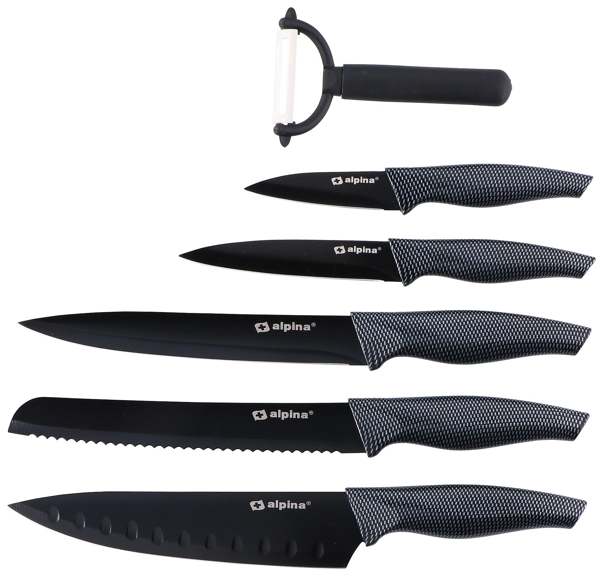 Messerset schwarz Edelstahl 6 tlg.