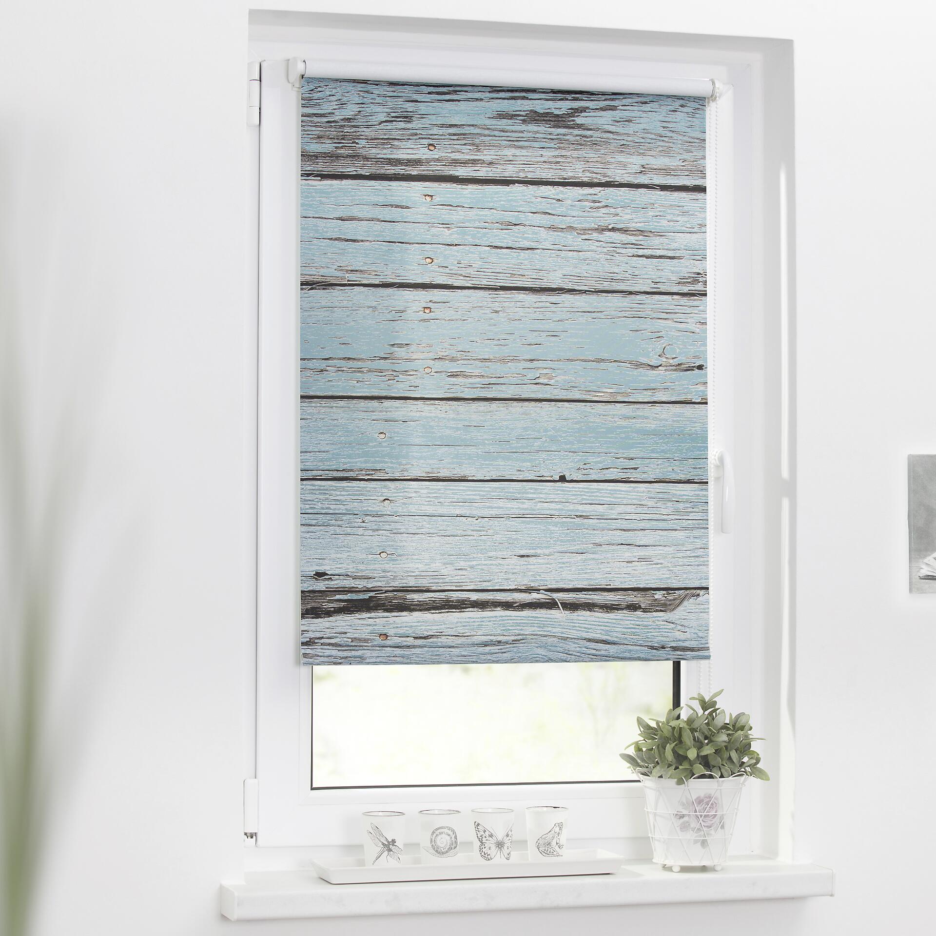 LICHTBLICK Verdunkelungsrollo Bretter Vintage petrol B/L: ca. 60x150 cm