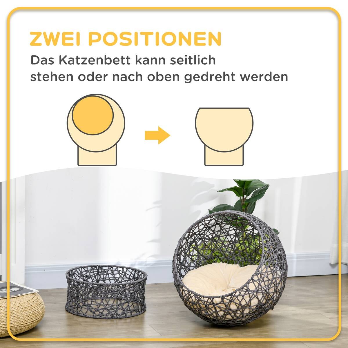 PawHut Katzenkorb cremeweiß Baumwolle B/H/L: ca. 50x60x50 cm