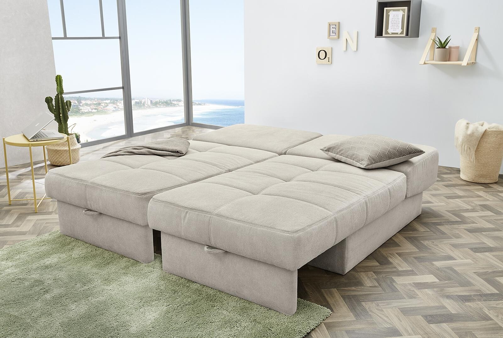 Recamiere beige Microfaser B/H/T: ca. 93x205x78 cm