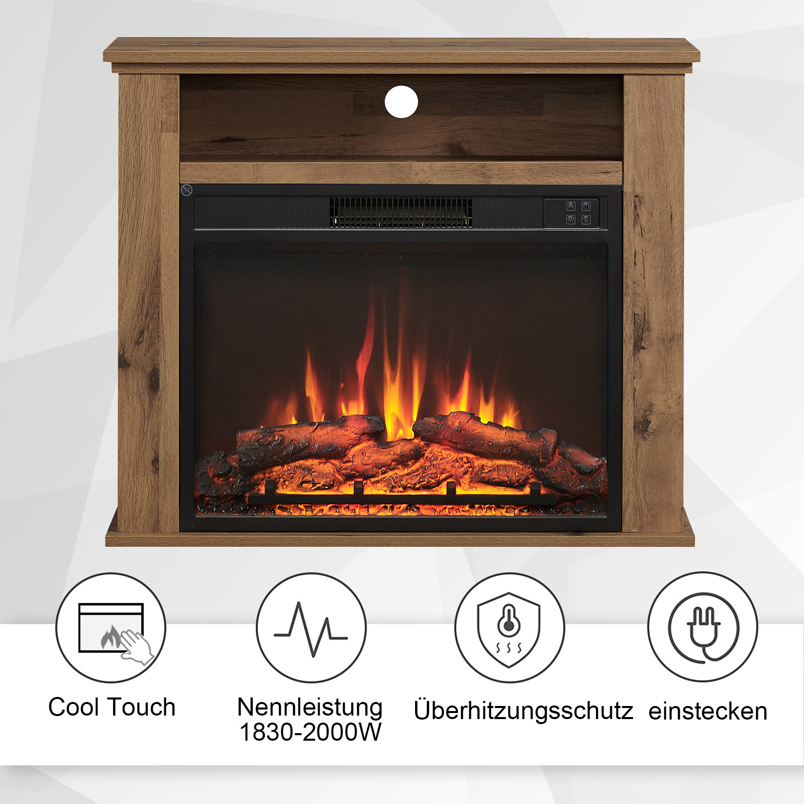 Balderia Elektrischer-Kamin Frida Eiche B/H/T: ca. 78,3x64,7x23 cm