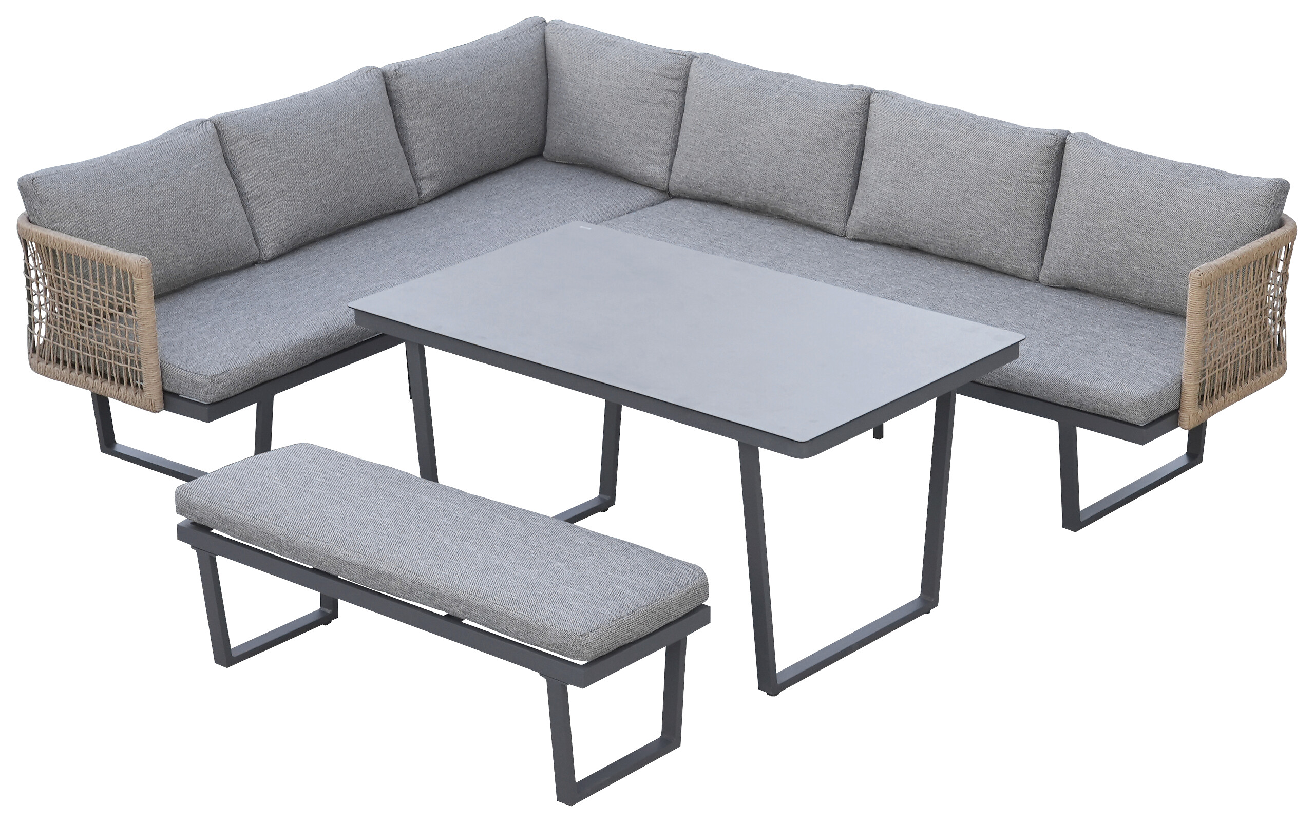 POCOline Gartensitzgruppe Cancun grau Alu