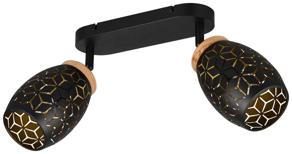 Reality Leuchten Spots Bidar schwarz gold Metall B/H/L: ca. 28x27x12 cm E14 2 Brennstellen