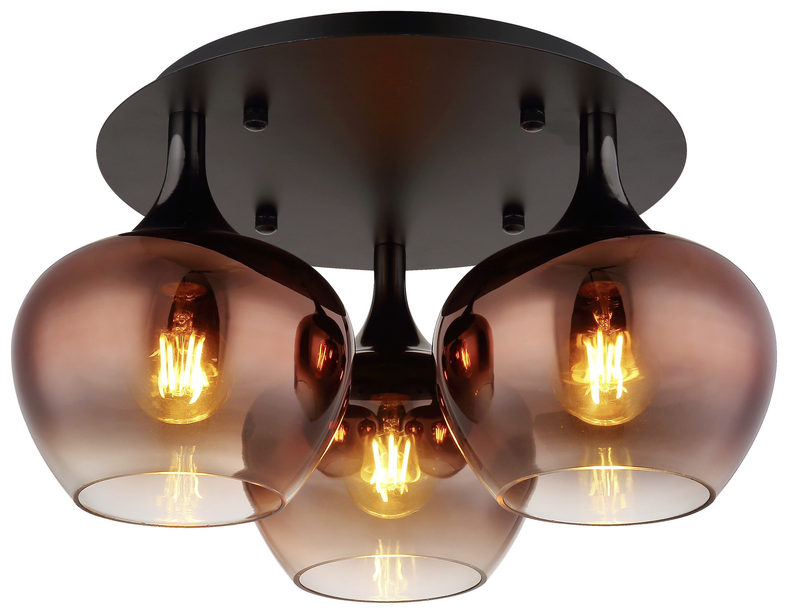 Deckenleuchte Maxy schwarz Metall Glas H/D: ca. 25,5x45 cm E27 3 Brennstellen