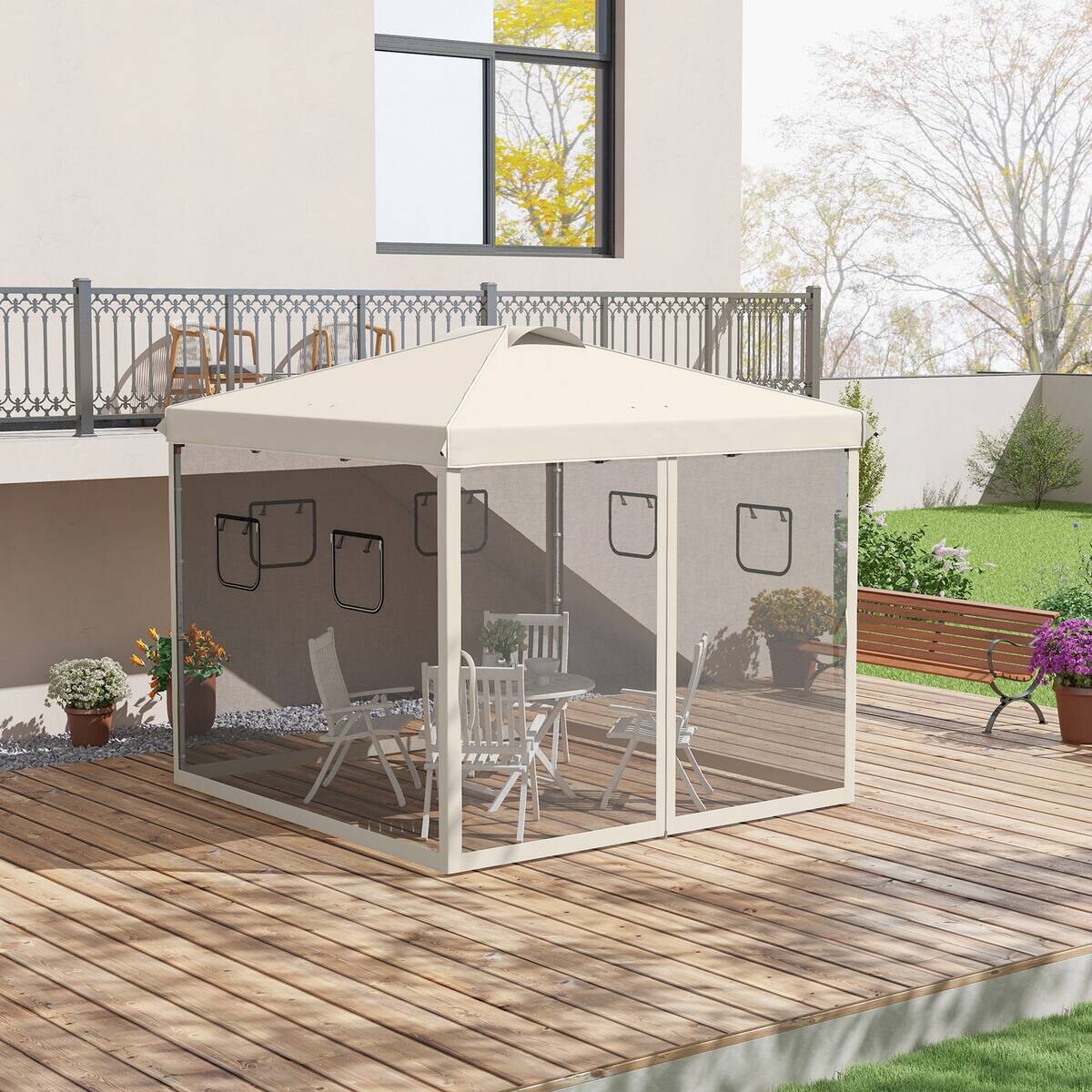 Outsunny Pavillon beige Polypropylen B/H/L: ca. 297x297x287 cm