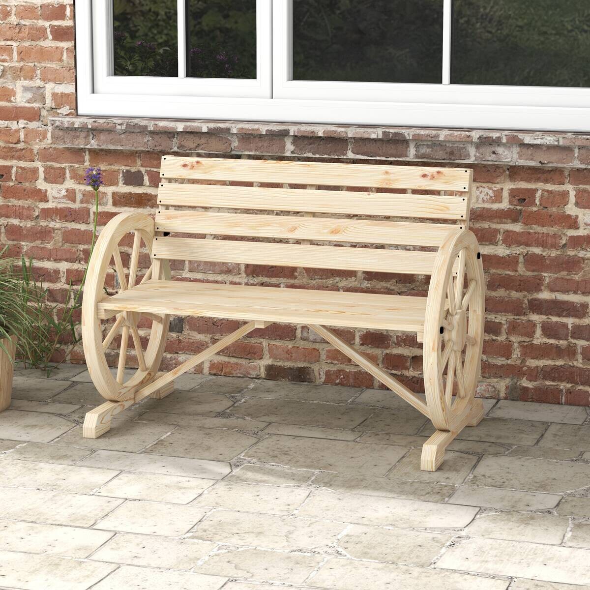 Outsunny Gartenbank natur Holz B/H/L: ca. 56x105,5x79 cm