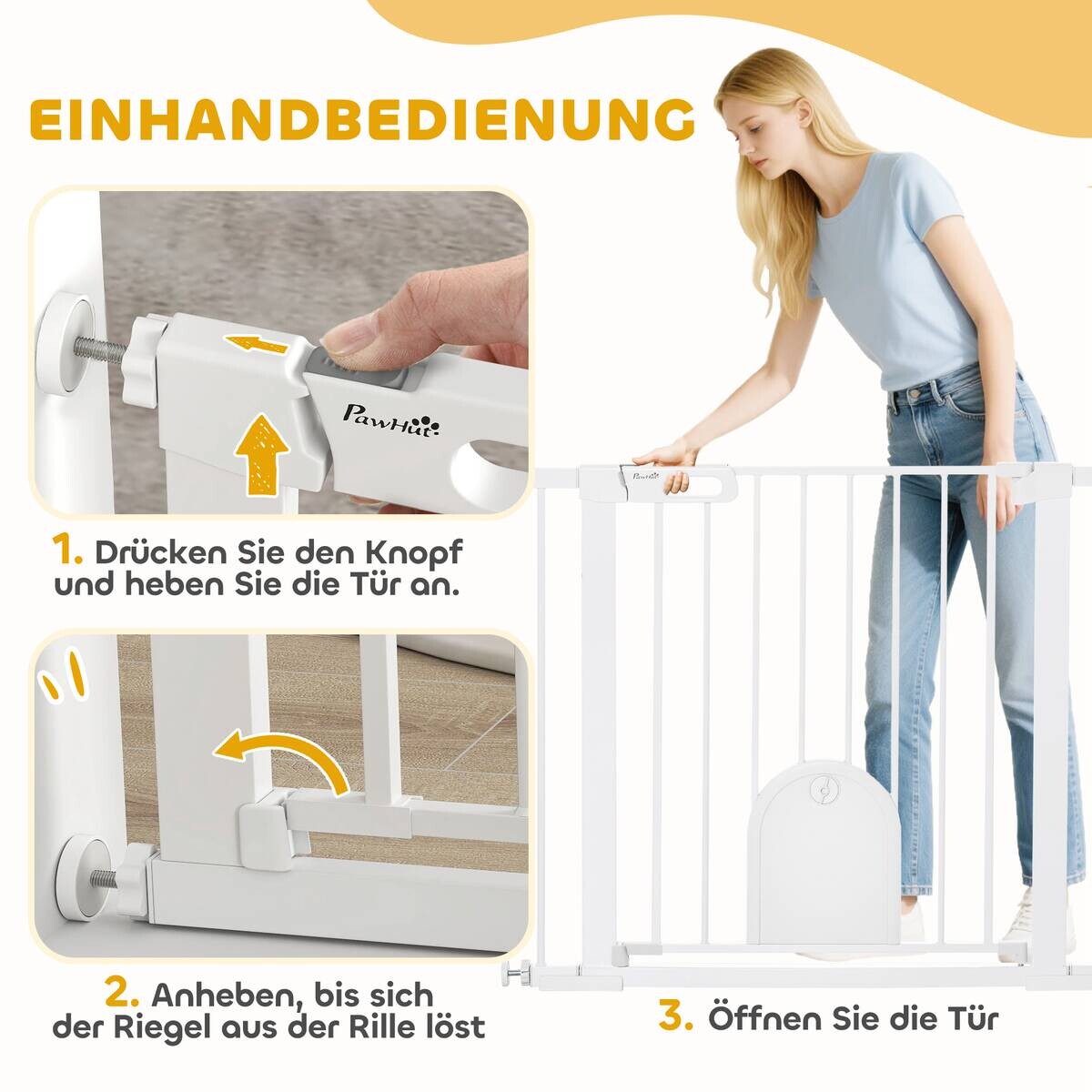 PawHut Türschutzgitter weiß Stahl B/H/L: ca. 2x76x103 cm