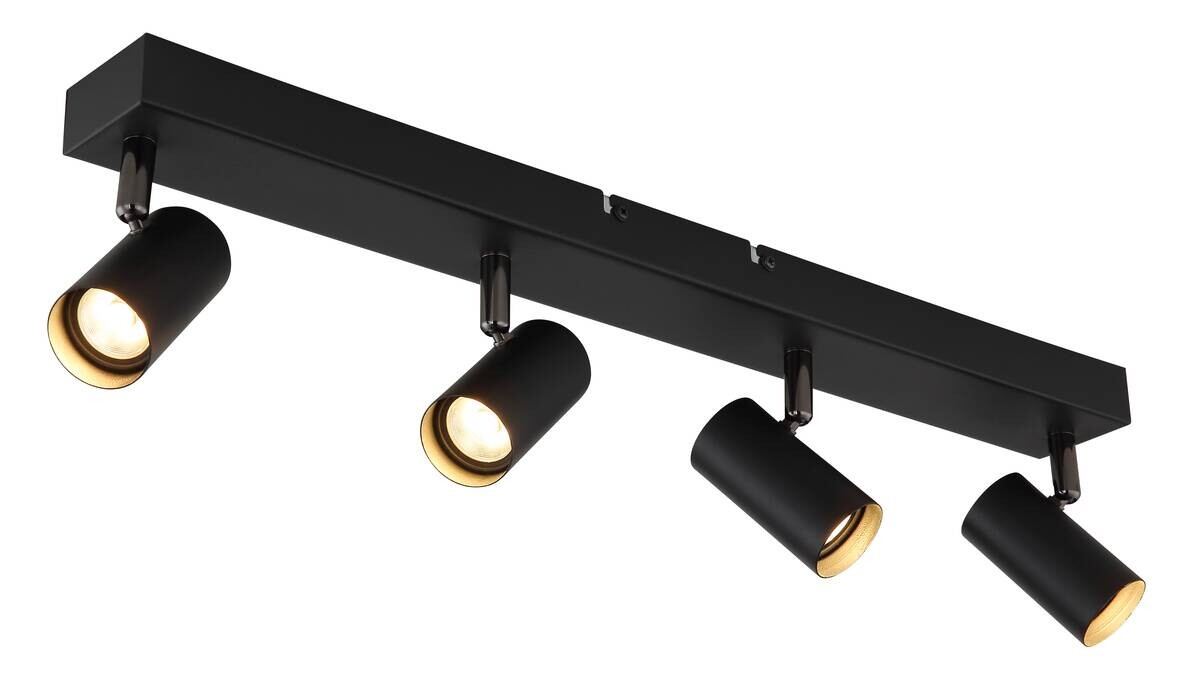 GLOBO Strahler schwarz Chrom Aluminium Metall B/H/L: ca. 7x57x12 cm 4 Brennstellen