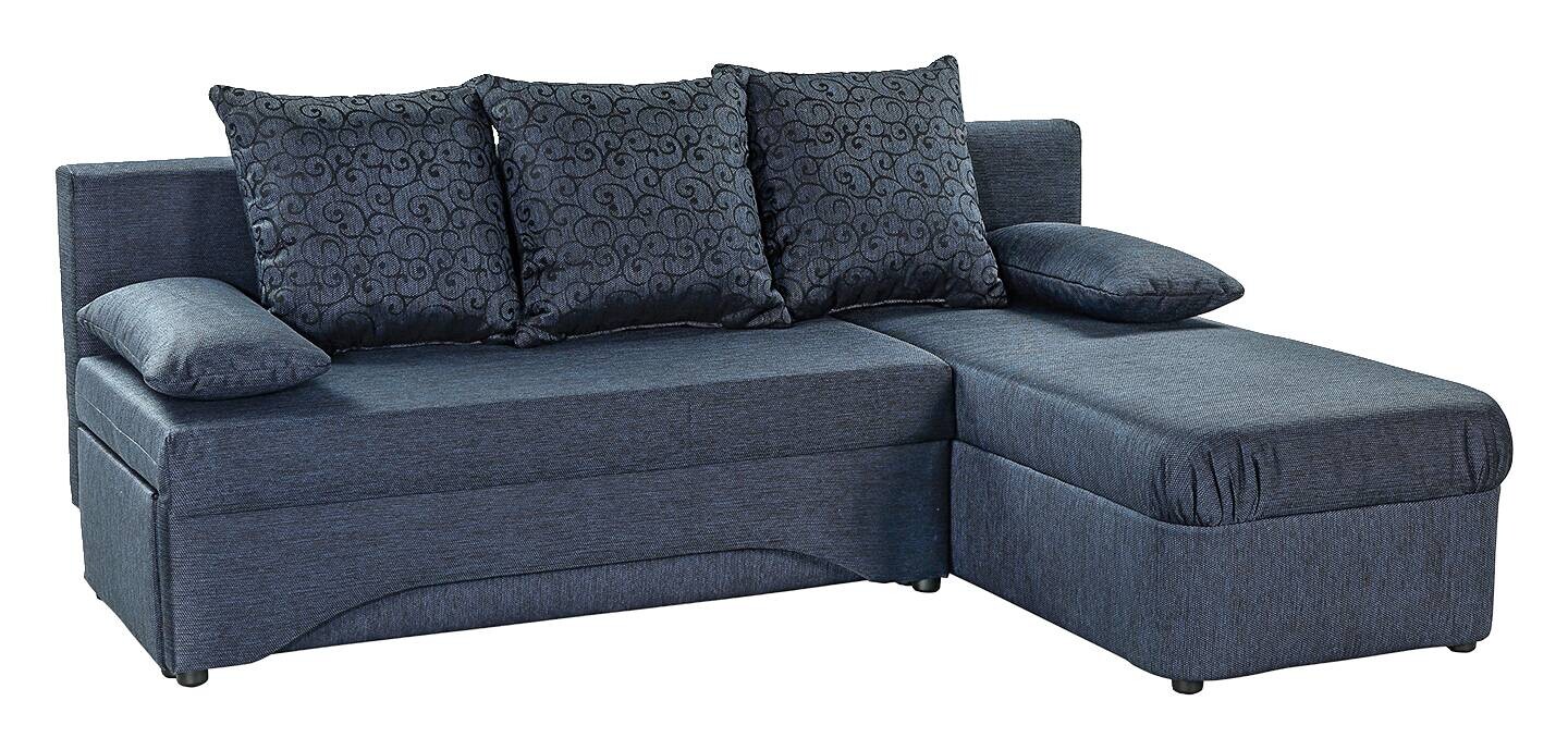 Ecksofa mit Bettfunktion und Bettkasten dunkelblau B/H/T: ca. 191x41x142 cm