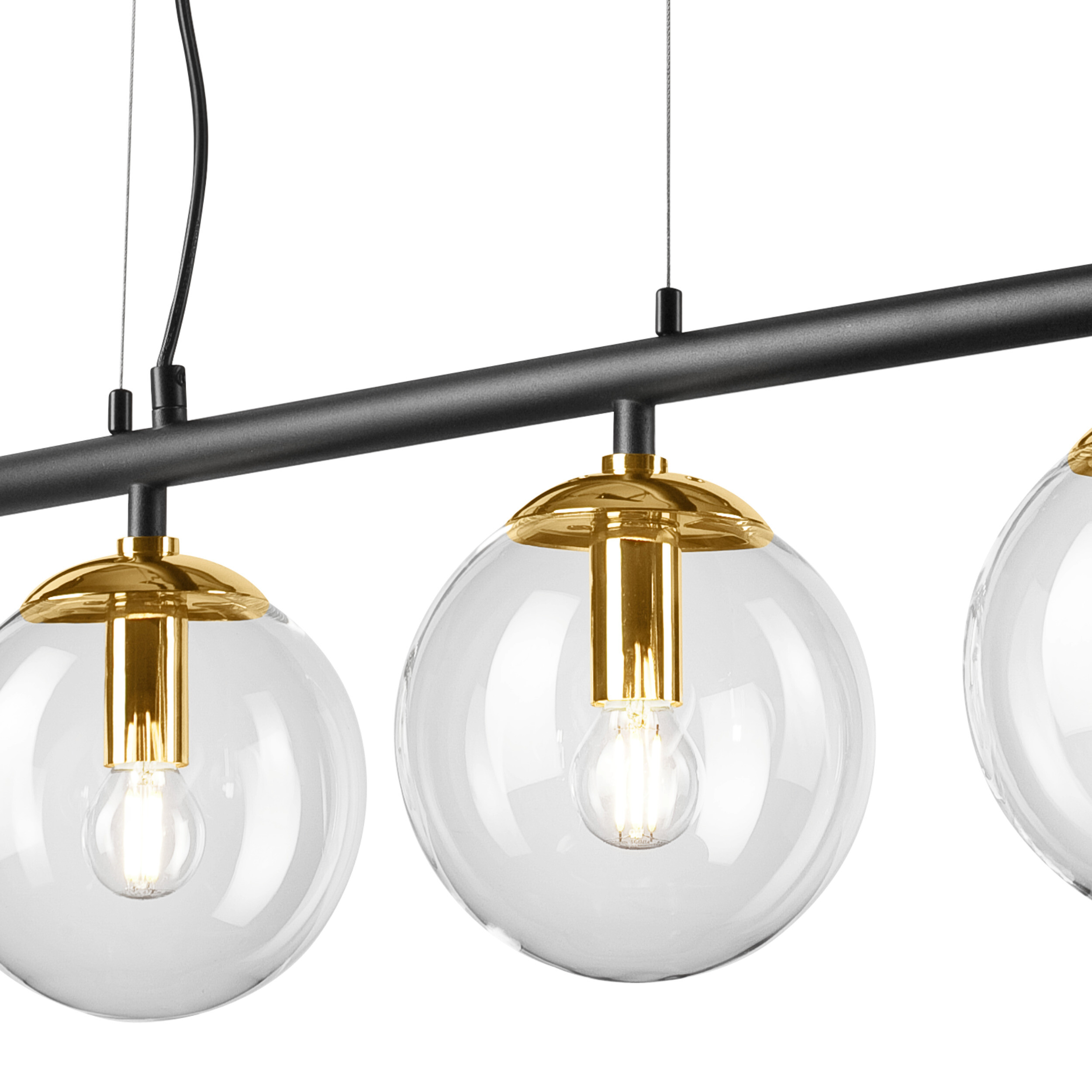 Lamkur Deckenleuchte gold Glas Stahl B/H/L: ca. 12x150x96 cm E14 4 Brennstellen