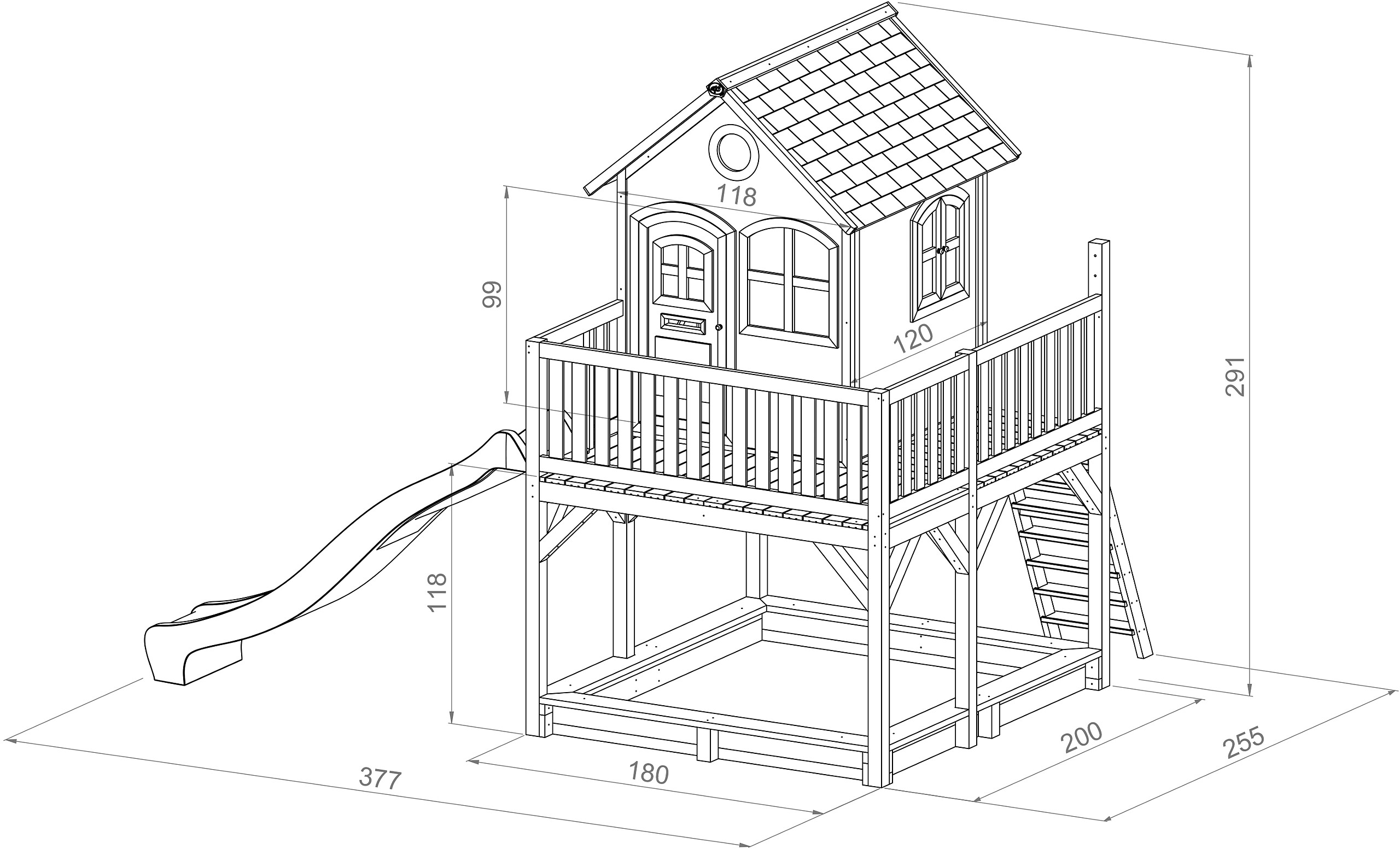 AXI Spielhaus Liam braun B/H/L: ca. 377x291x255 cm