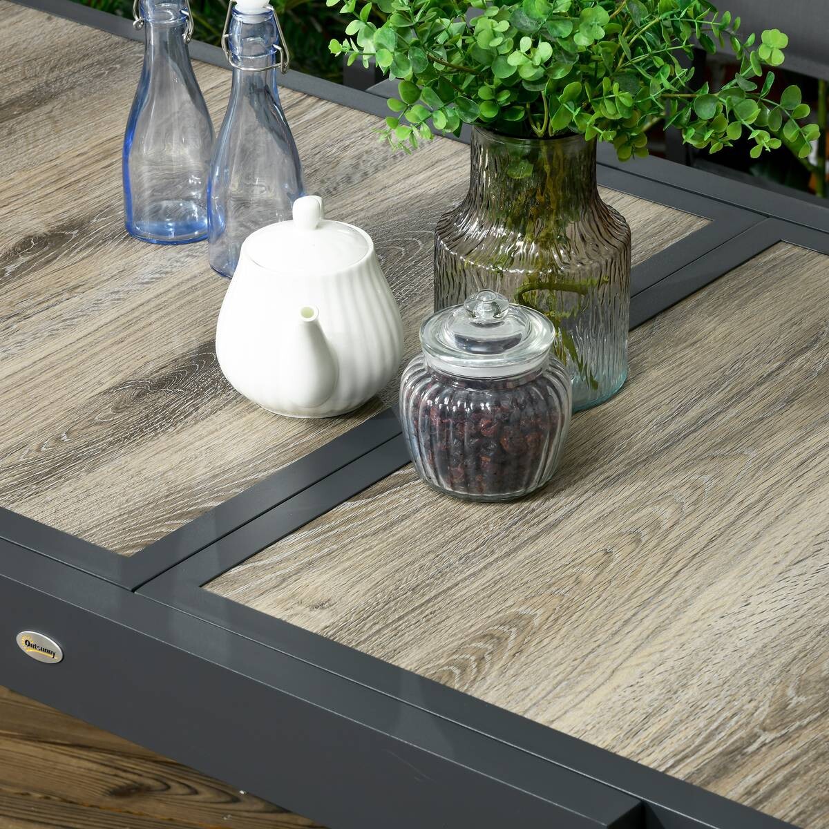 Outsunny Gartentisch beige Aluminium B/H/L: ca. 80x75x160 cm