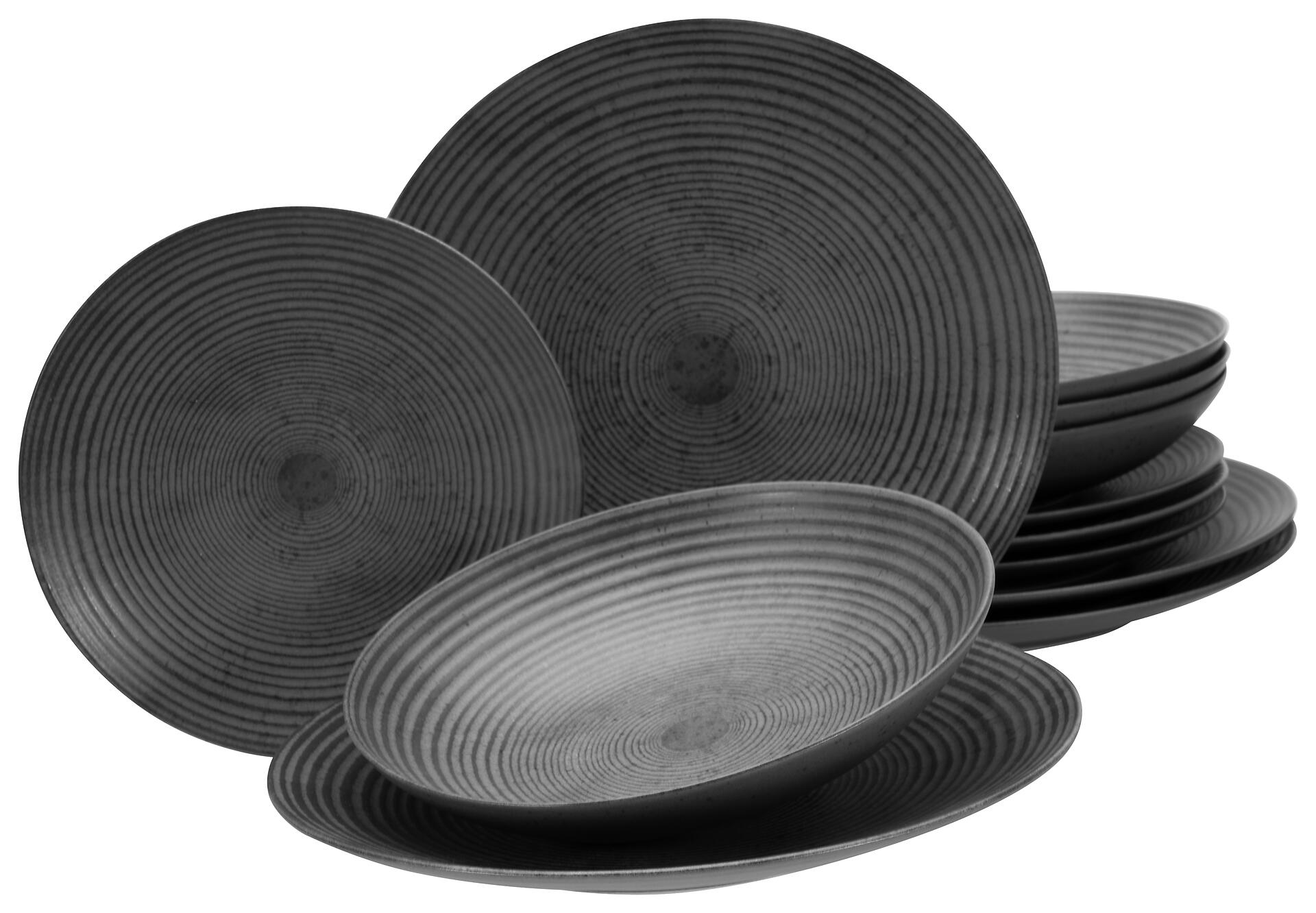 CreaTable Tafelservice Catania anthrazit Steinzeug 12 tlg. CreaTable Tafelservice Catania anthrazit Steinzeug 12 tlg.
