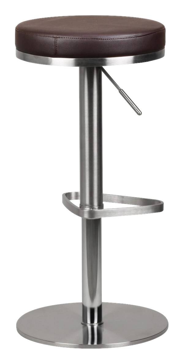 Barhocker dunkelbraun Edelstahl Kunstleder Edelstahl