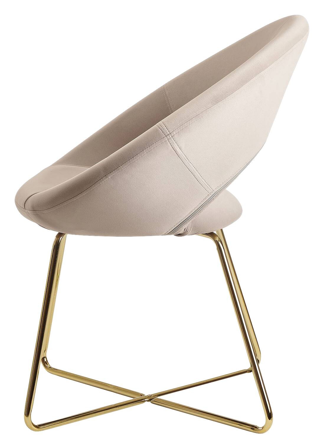 Stuhl beige Samt B/H/T: ca. 57x83x60 cm