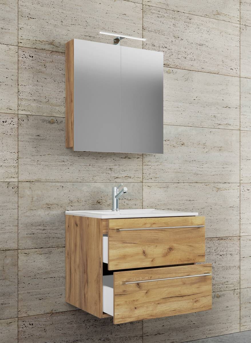 Waschplatz 3tlg-Badinos Eiche Honig Nachbildung B/H/T: ca. 61x52x46 cm