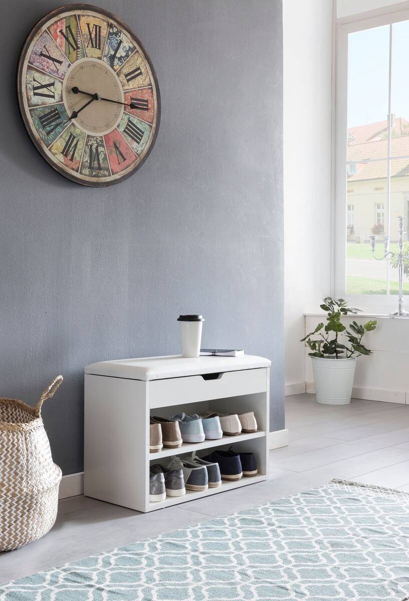Schuhbank weiß weiß B/H/T: ca. 60x40x30 cm