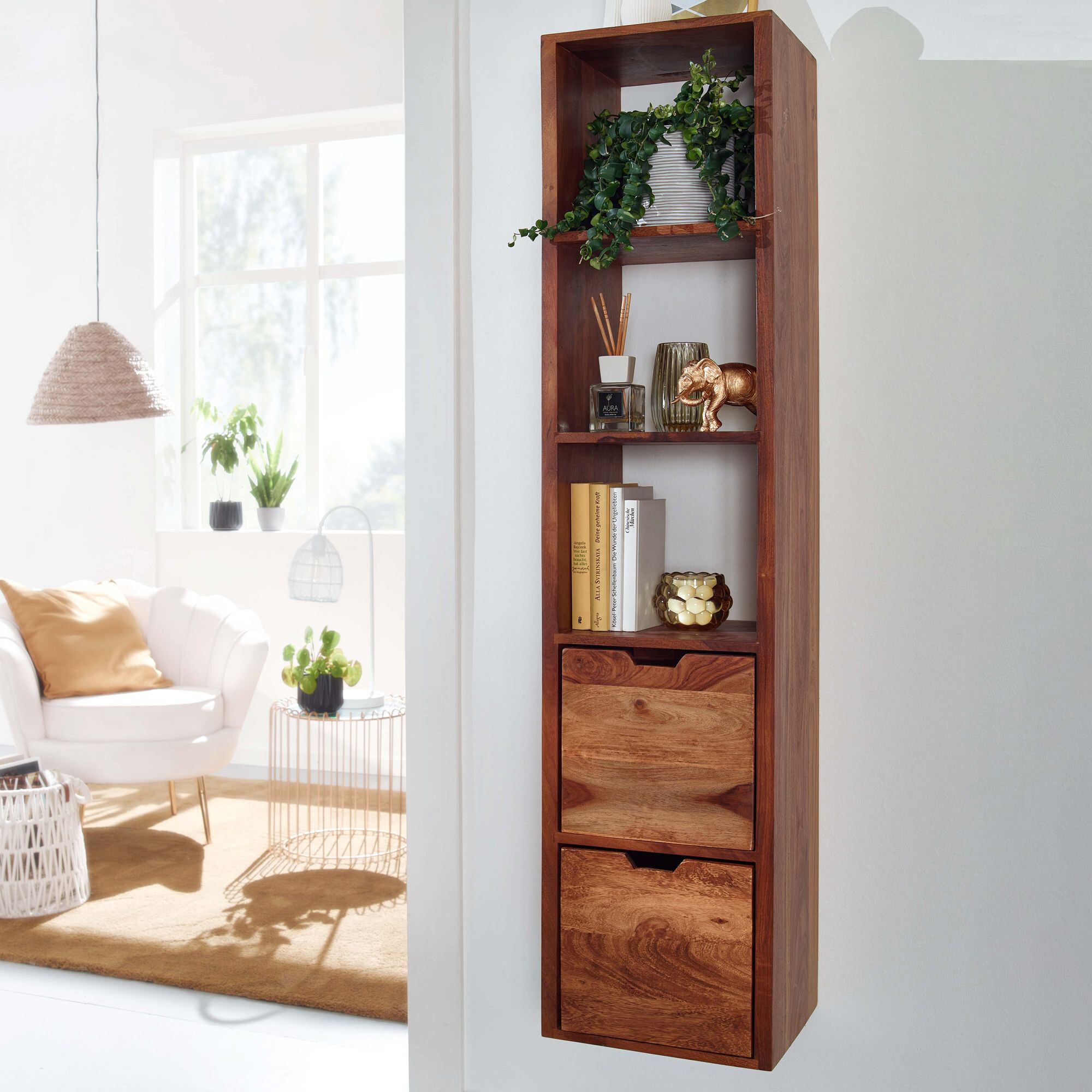 Wandregal rosenholz Holz B/H/T: ca. 35x150x30 cm