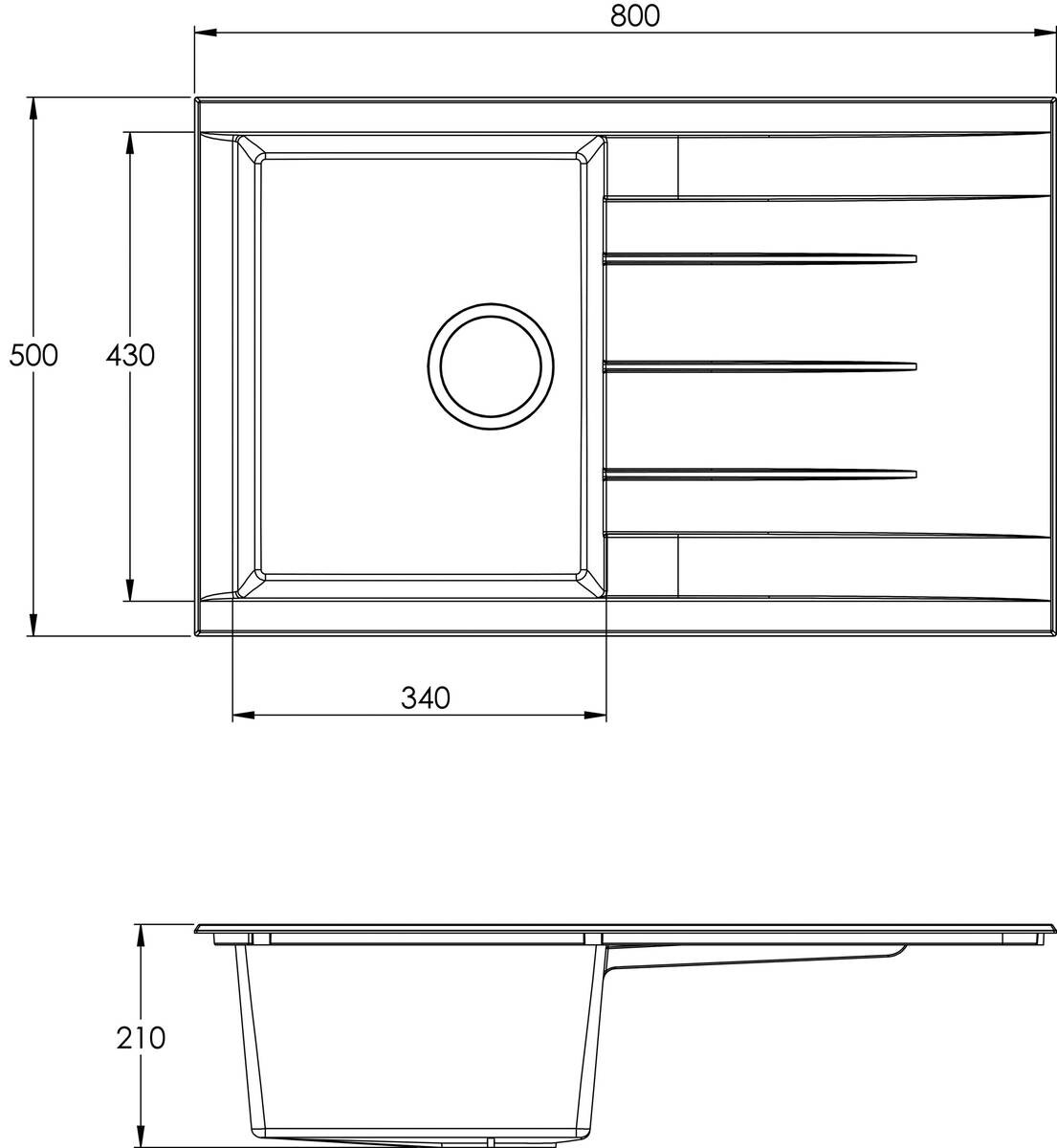Respekta Einbauspüle Houston 80 x 50 G Beton grau Mineralite B/H/T: ca. 80x21x50 cm