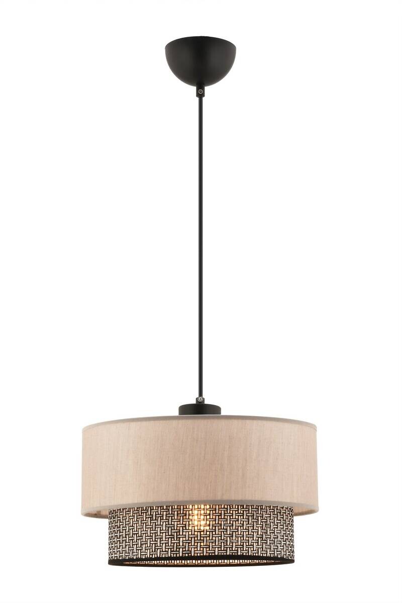 Opviq Pendelleuchte Echo grau beige Baumwolle B/H/T/L/D: ca. 30x65x30x30x30 cm E27 1 Brennstellen