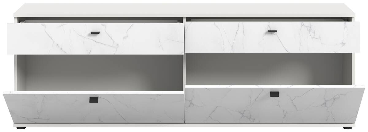 TV-Lowboard Stone weiß Marmoroptik B/H/T: ca. 180x62x41 cm
