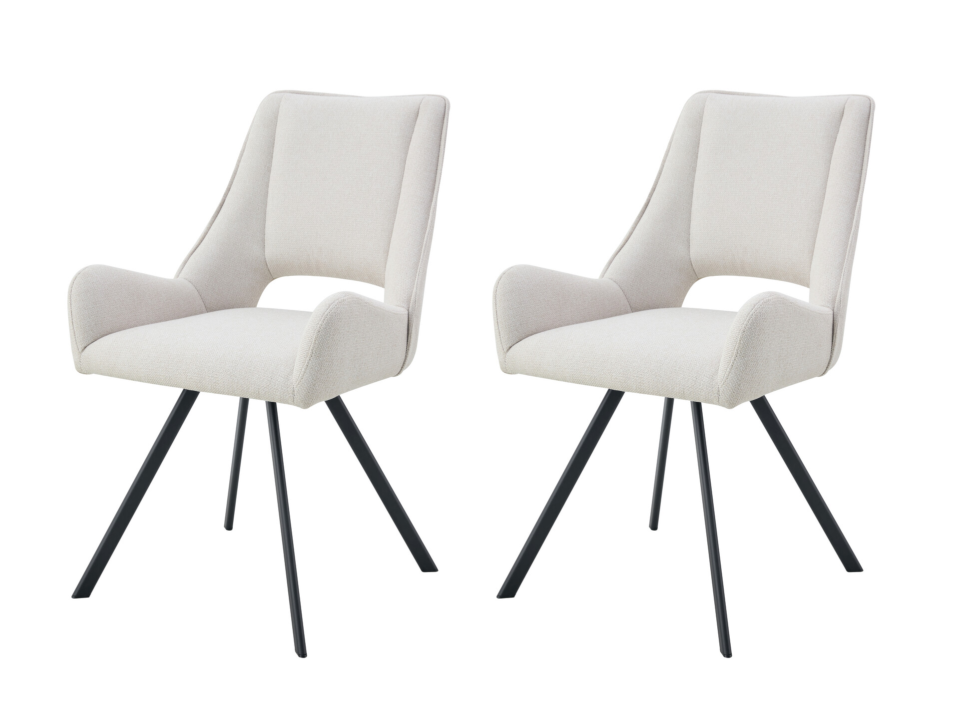 Stuhl HELEN, 2er Set creme schwarz Webstoff B/H/T: ca. 56x63x91 cm