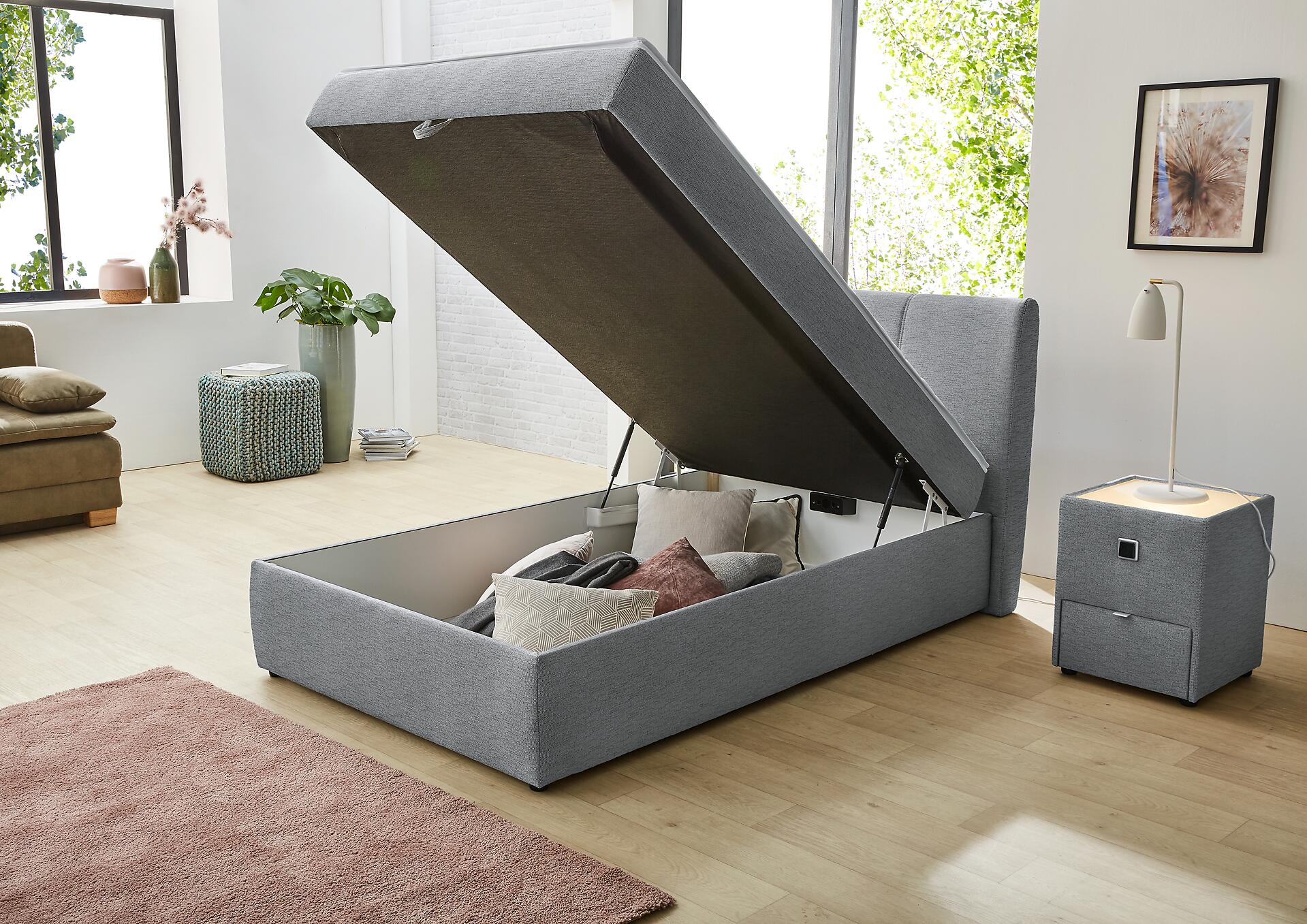 Polsterbett  grau Liegefläche B/L: ca. 120x200 cm