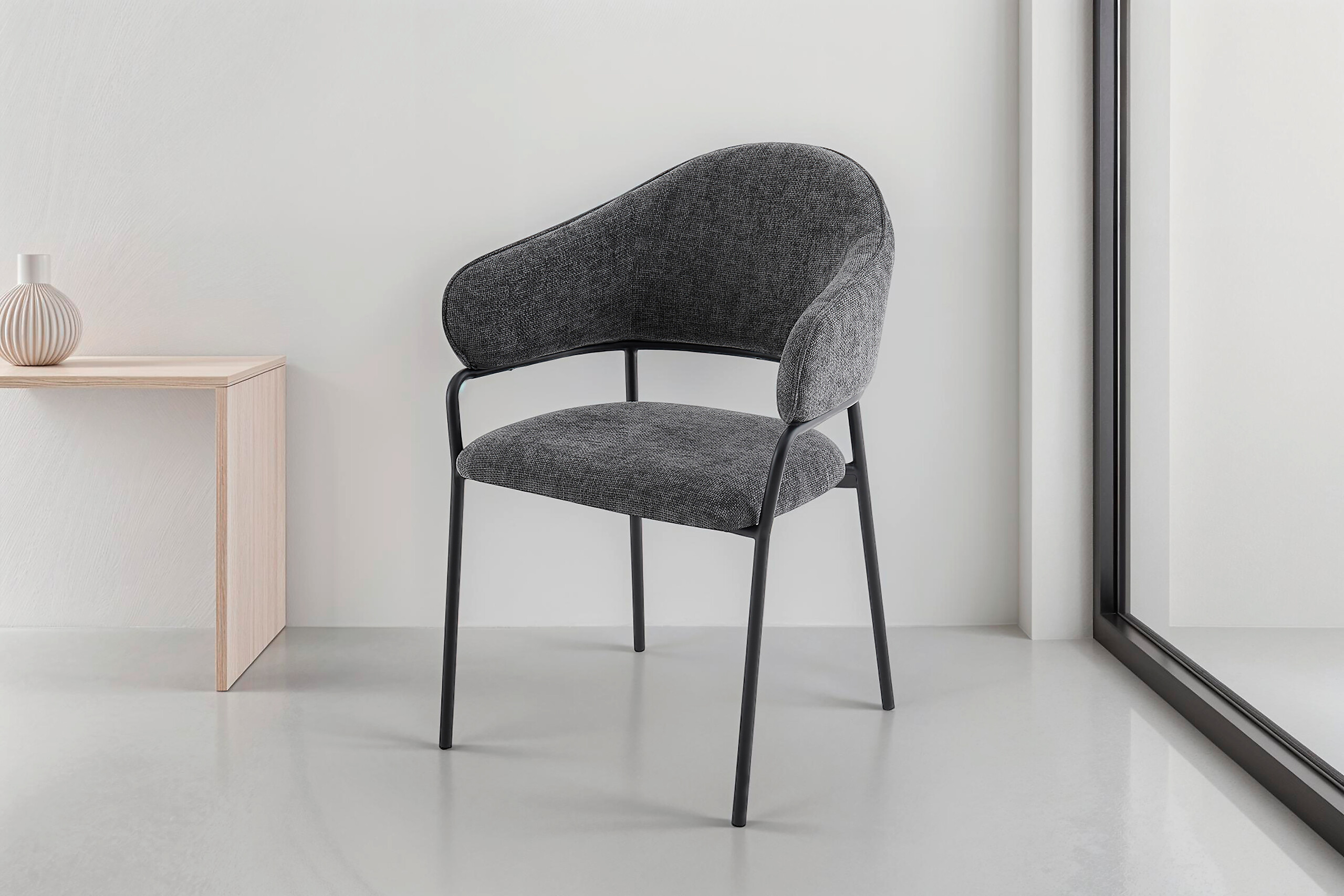 Stuhl CURVE, 2er-Set grau Stoff B/H/T: ca. 60x86x58 cm Stuhl CURVE, 2er-Set grau Stoff B/H/T: ca. 60x86x58 cm