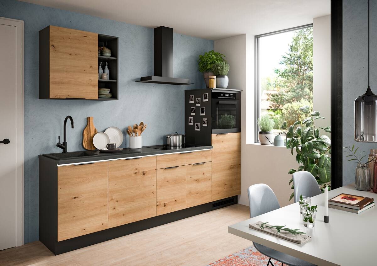 xonox.home Küchenblock Charly Eiche Artisan Nachbildung B/H/T: ca. 260x222x60 cm