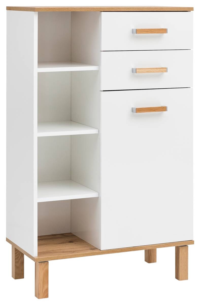 Midischrank Padua weiß glanz Eiche Landhaus Nachbildung B/H/T: ca. 67x114,5x35 cm Midischrank Padua weiß glanz Eiche Landhaus Nachbildung B/H/T: ca. 67x114,5x35 cm