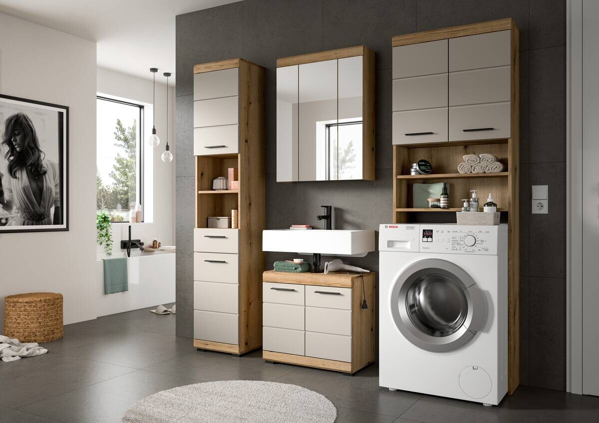Waschmaschinenumbauschrank Scout Evoke Oak Nachbildung Kaschmirgrau Nachbildung B/H/T: ca. 63x191x24 cm