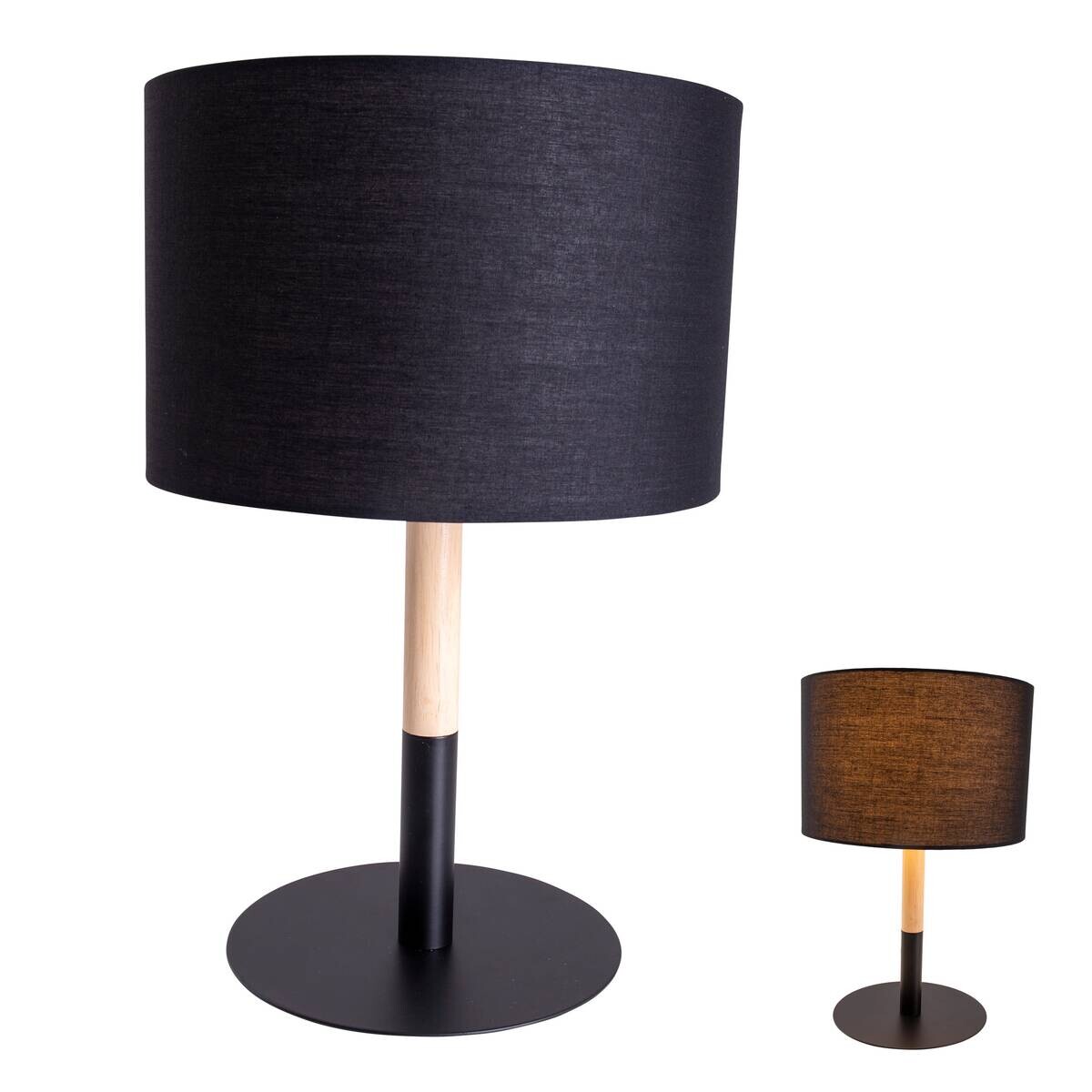 Näve Leuchten Tischleuchte 3184322 schwarz Kunststoff Textil Metall B/H/T: ca. 24x37x24 cm E14 1 Brennstellen