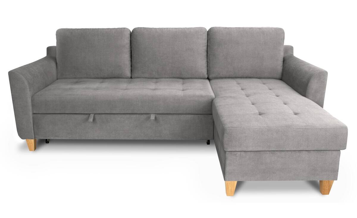 Ecksofa mit Bettfunktion und Bettkasten Ashgrey Microfaser B/H/T: ca. 231x86x150 cm