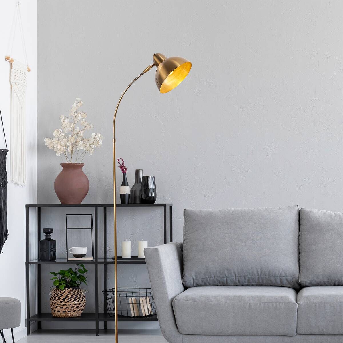 Opviq Stehleuchte Varzan bronze Metall B/H/T/L/D: ca. 43x162x43x20x21 cm E27 1 Brennstellen