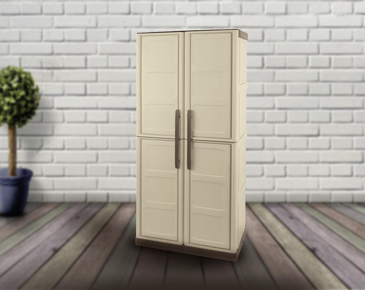 ArtPlast Kunststoffschrank Steel hoch beige Kunststoff B/H/T: ca. 70x165x39,5 cm