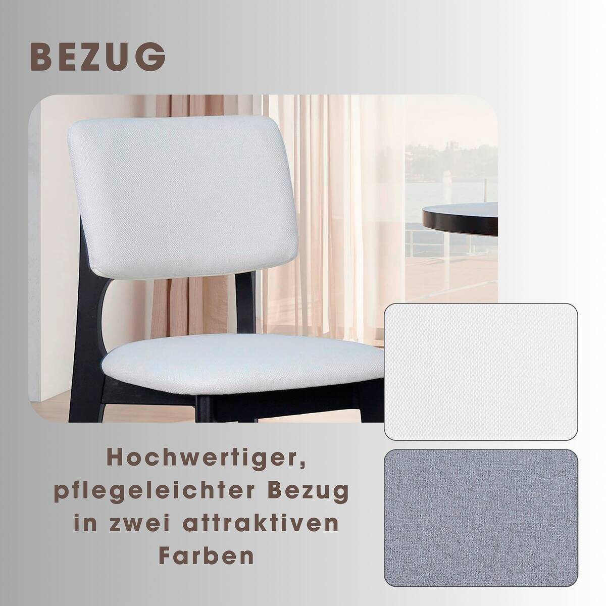 Stuhl ELSA, 2er-Set beige Webstoff B/H/T: ca. 48x87x54 cm