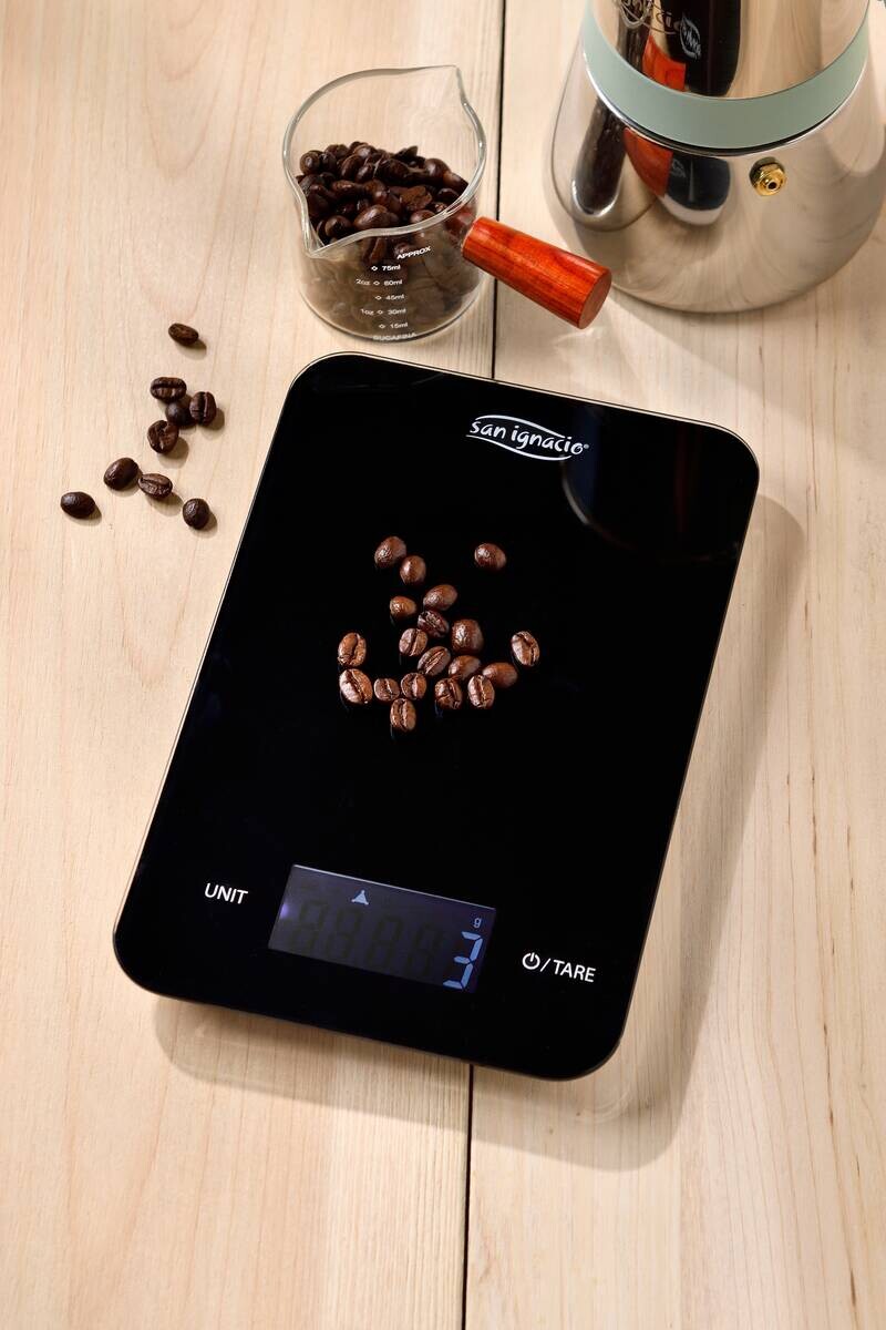 SAN IGNACIO Küchenwaage MOODS schwarz Glas B/H/L: ca. 21,5x14,6x14 cm