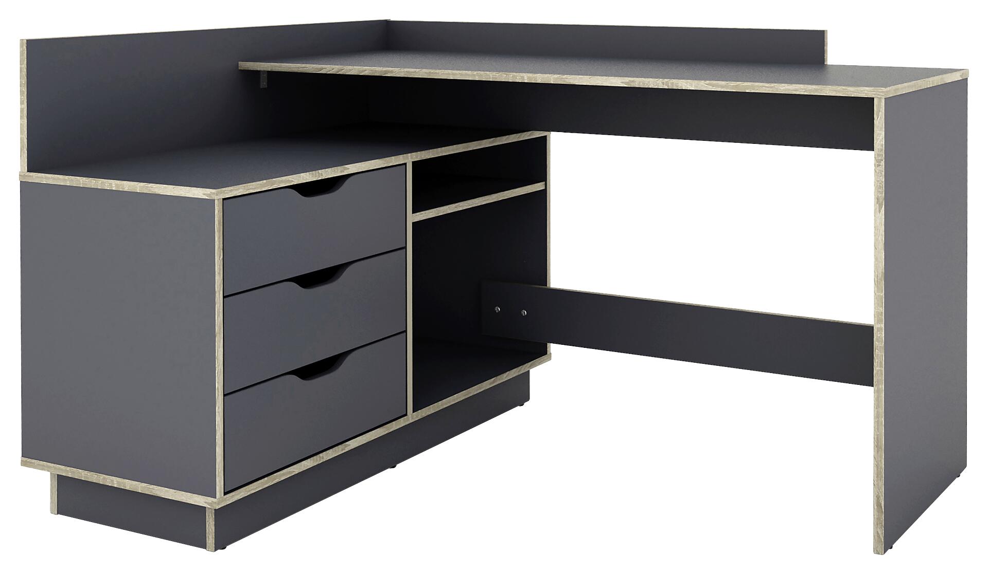 Winkelschreibtisch BELFAST anthrazit Eiche Optik B/H/T: ca. 129x83,5x105 cm