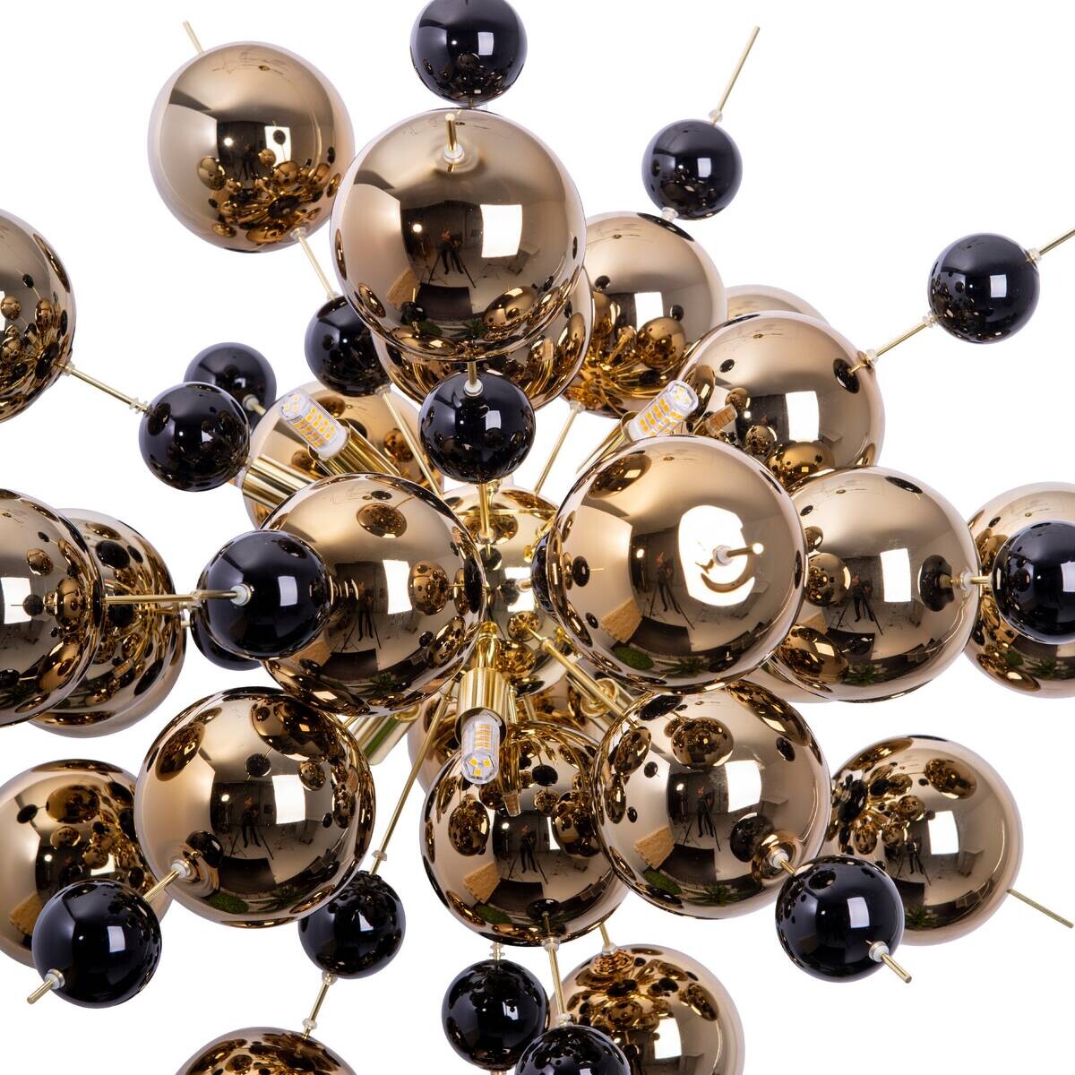 Näve Leuchten Pendelleuchte 7026458 gold Glas Metall B/H/T: ca. 65x150x65 cm G9 10 Brennstellen