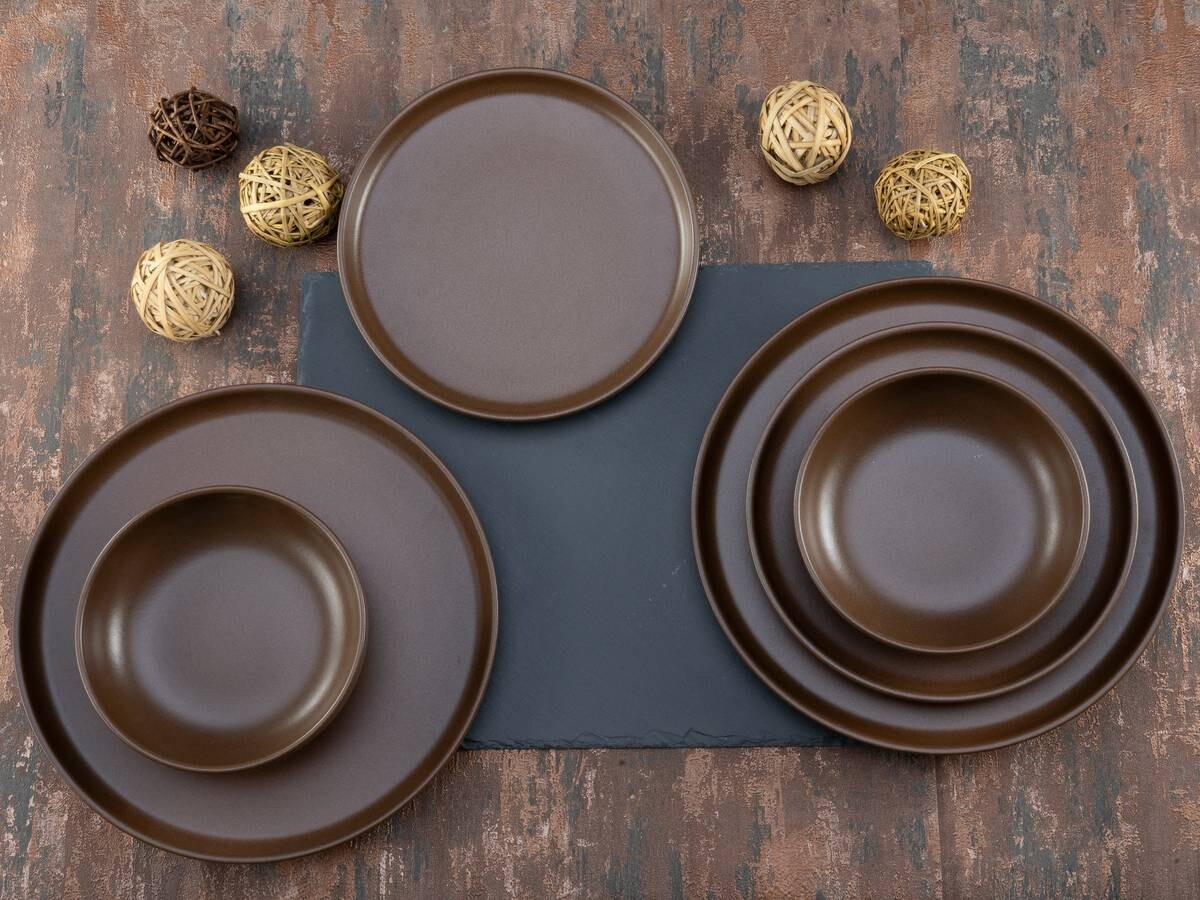 CreaTable Tafelservice Uno braun Steinzeug 12 tlg.