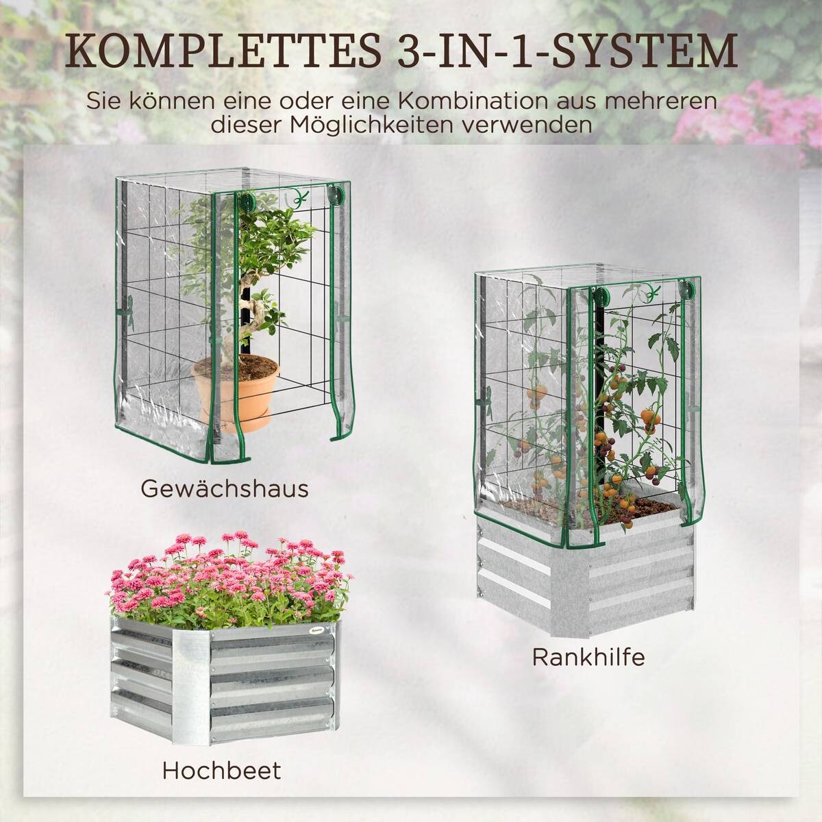 Outsunny Hochbeet silber Stahl B/H/L: ca. 53x90x53 cm