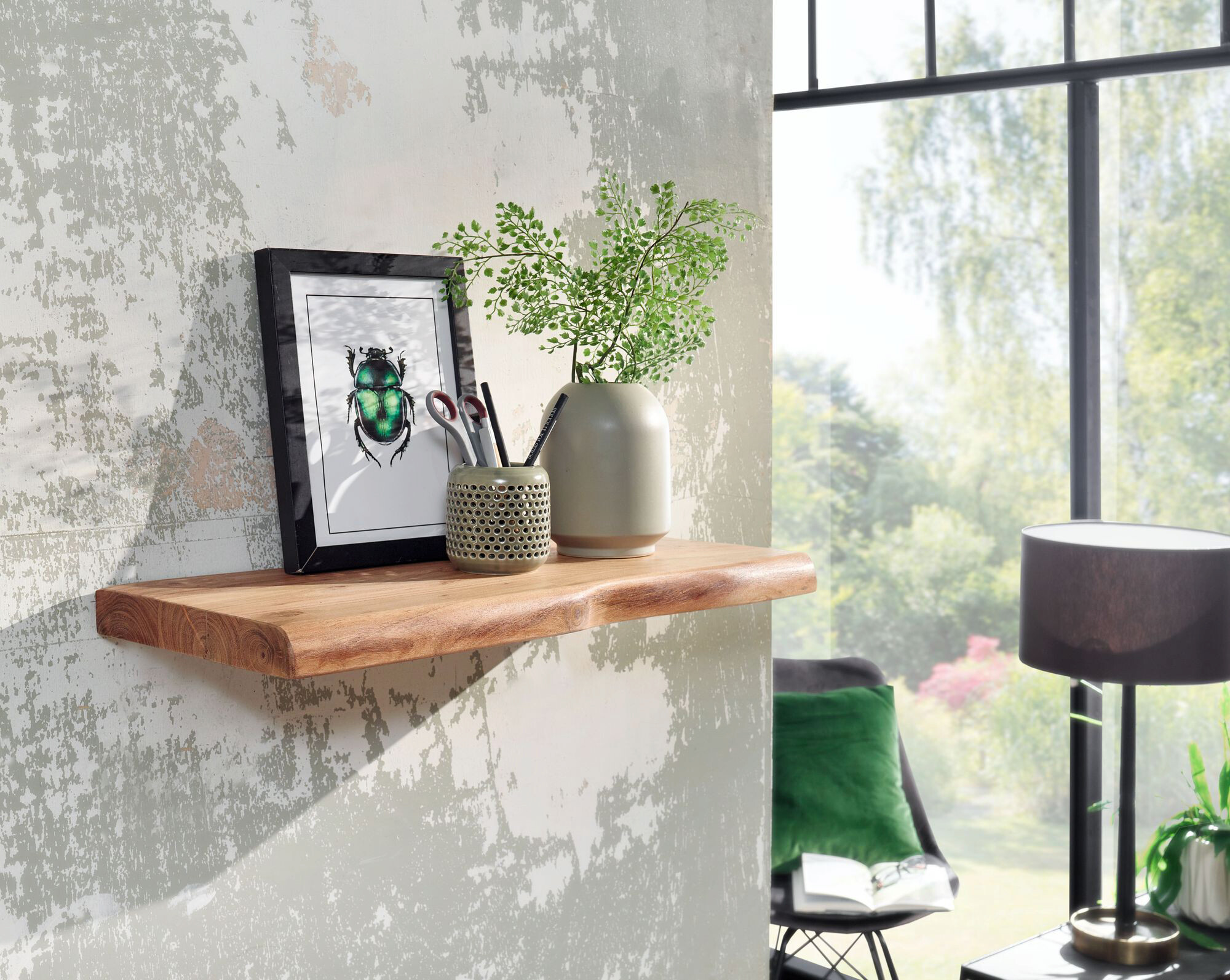 Wandregal braun Holz B/H/T: ca. 60x4x26 cm