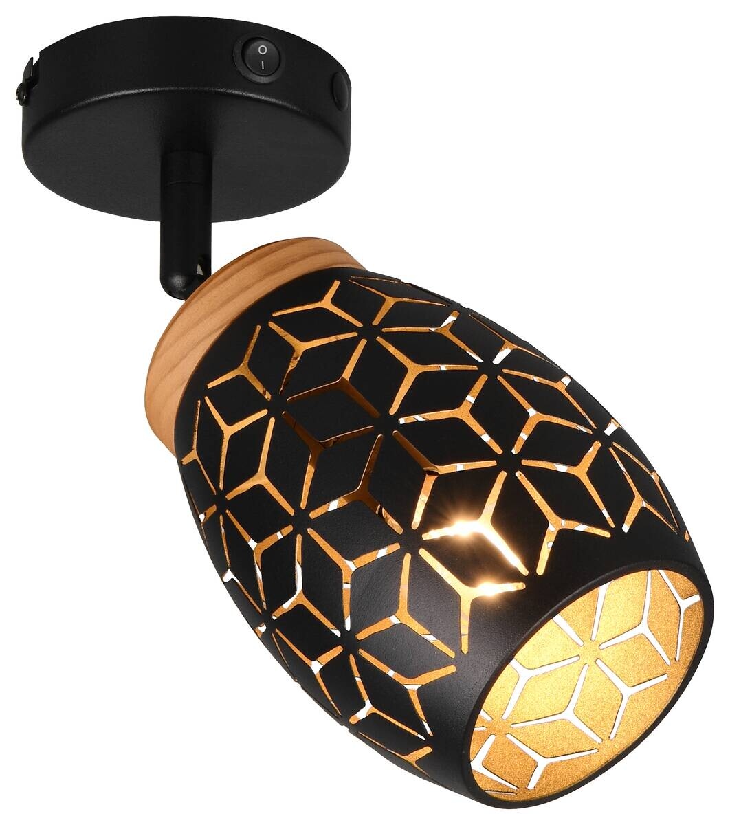 Reality Leuchten Spots Bidar schwarz gold Metall B/H: ca. 12x27 cm E14 1 Brennstellen