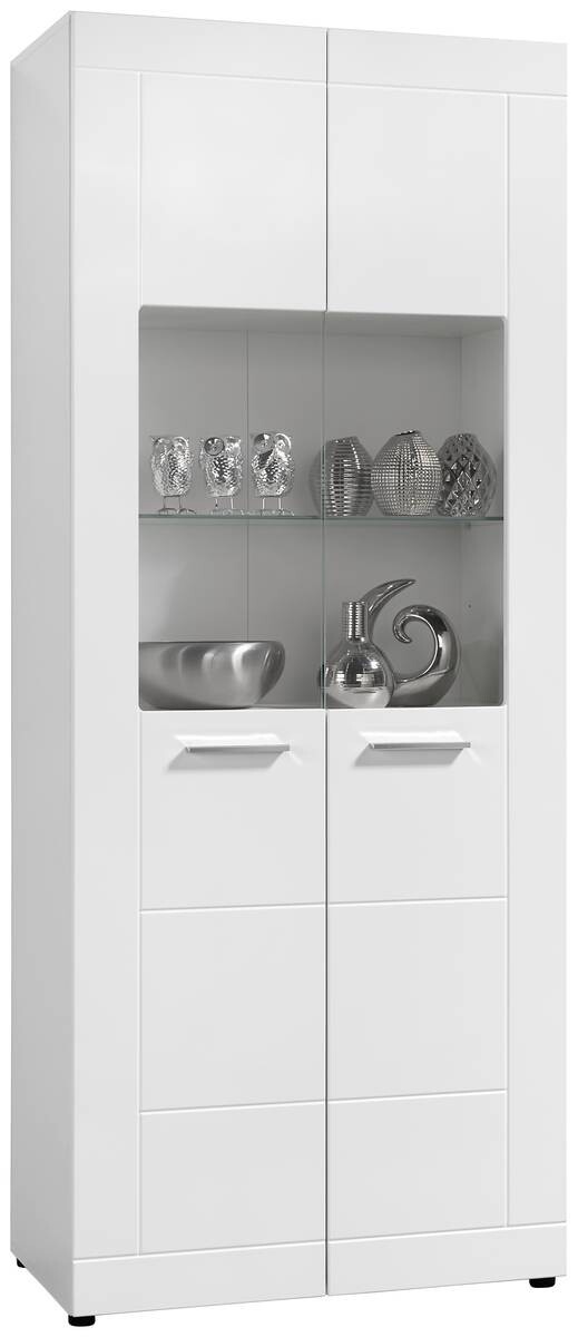 Vitrine Atlanta weiß Hochglanz perlweiß Optik B/H/T: ca. 75x188x40 cm