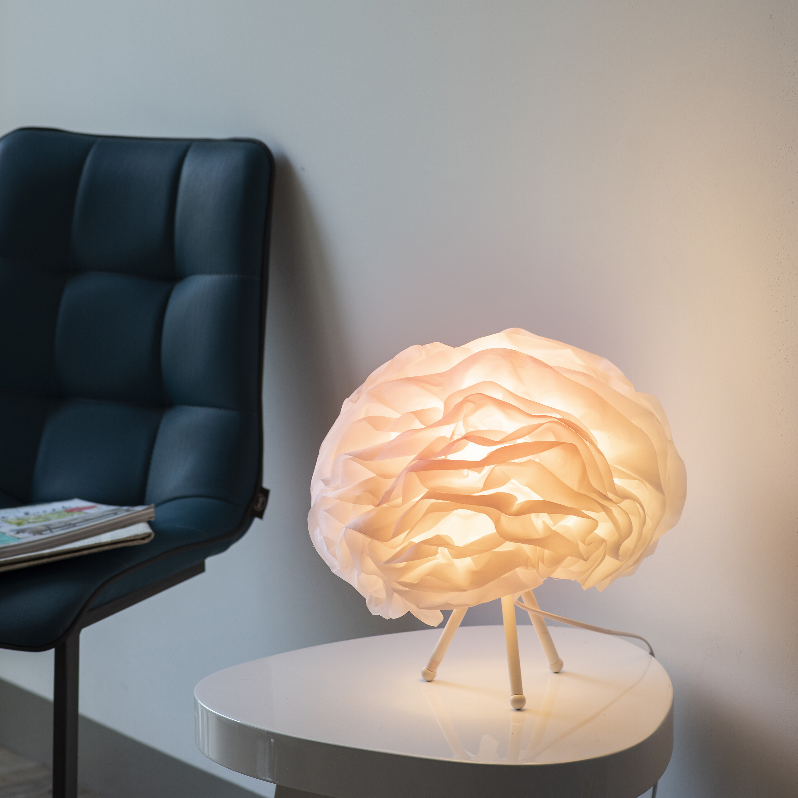 Just Light Smarte Tischleuchte PN11211-16 Naomi weiß Eisen Kunststoff Stoff H/D: ca. 30x35 cm E27 1 Brennstellen