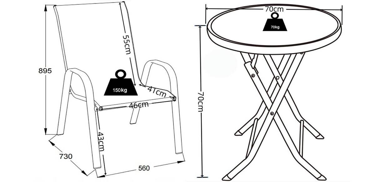 VCM Gartensitzgruppe Sonlas anthrazit Glas B/H/L: ca. 70x89x70 cm