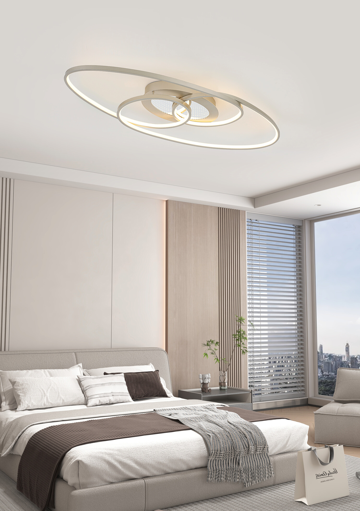 Nolo LED-Deckenleuchte Flow champagner Metall B/H/L: ca. 30x7,5x85 cm