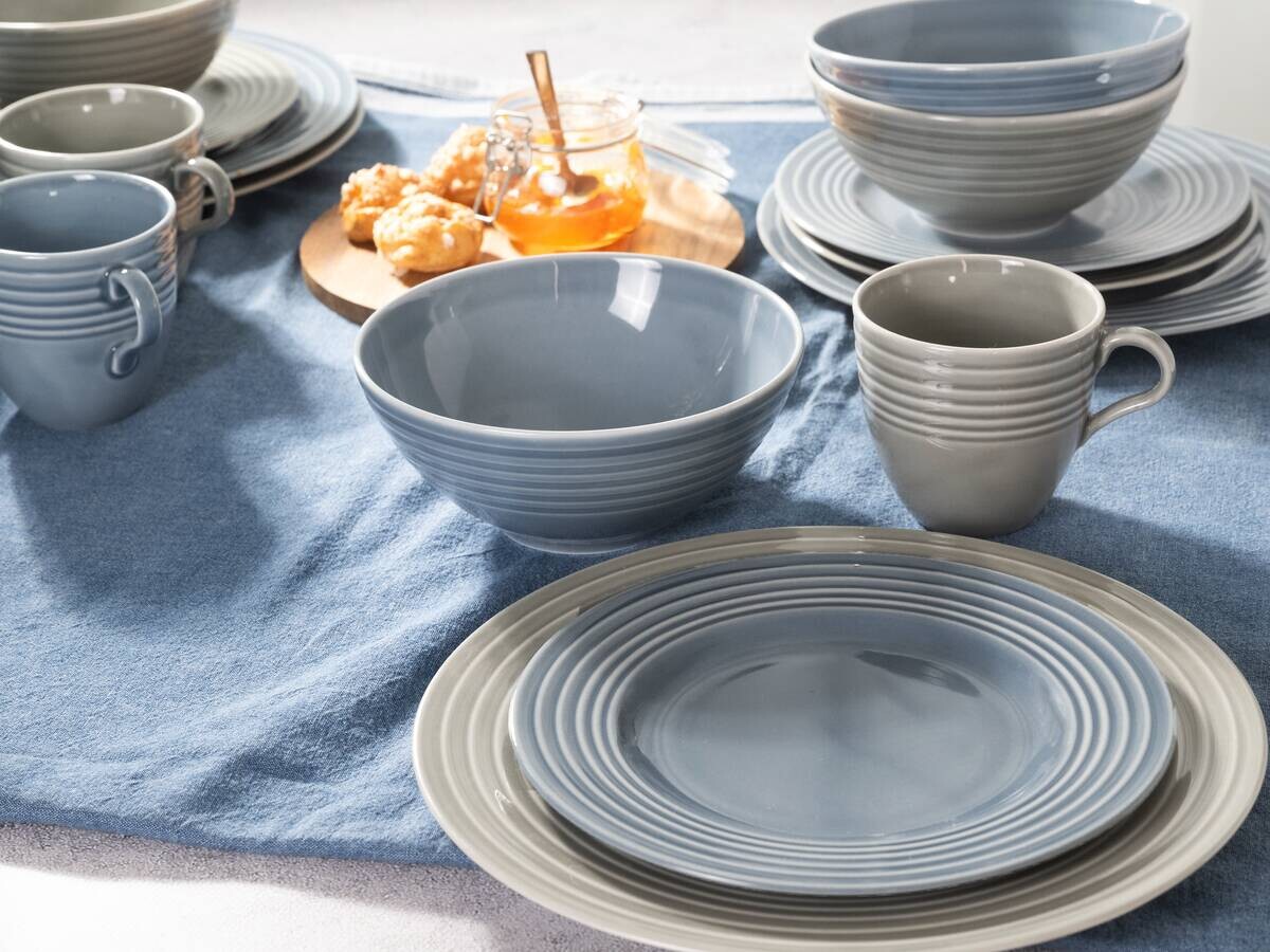 CreaTable Kombiservice Stripes stein Porzellan 16 tlg.